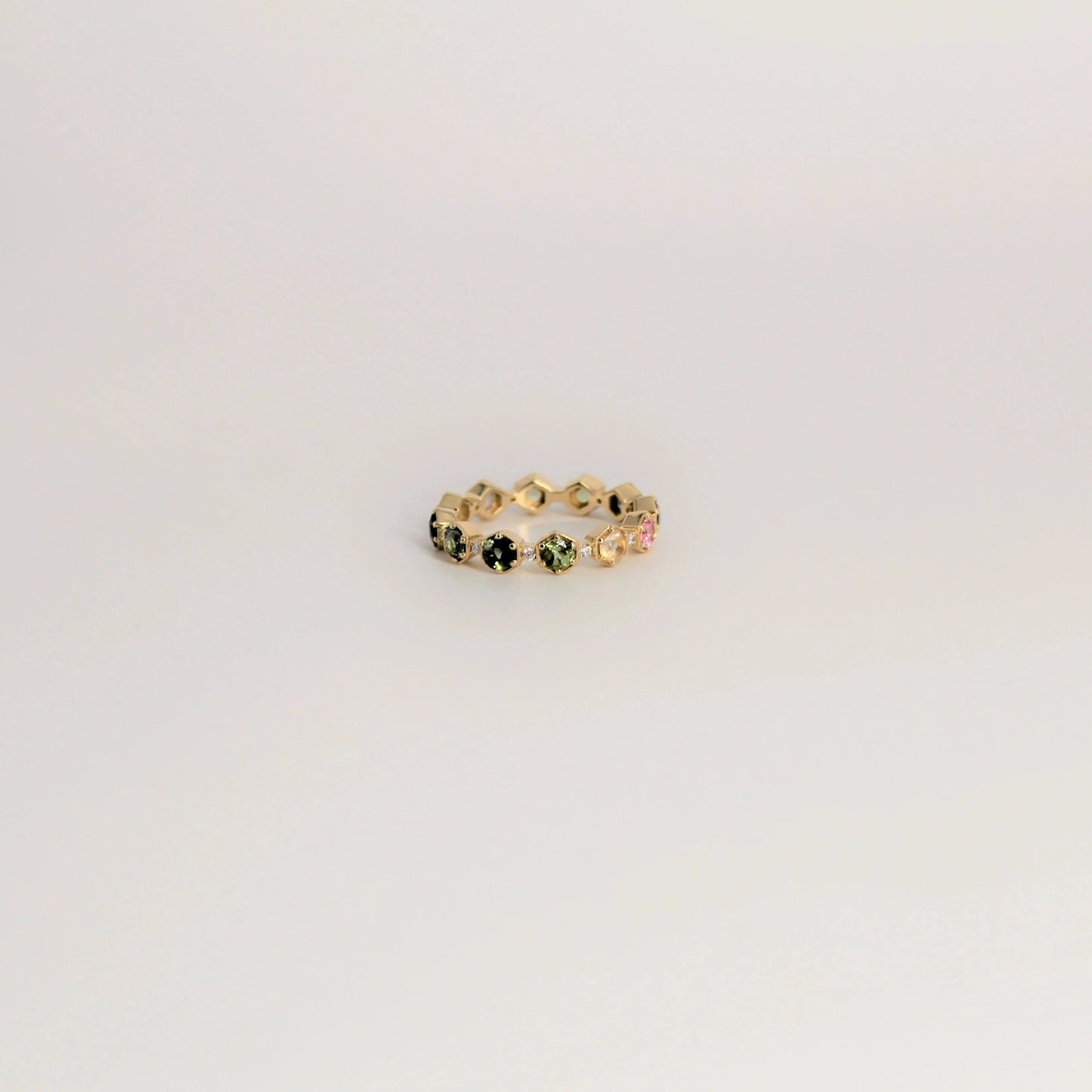 Rainbow Tourmaline and Diamond Band