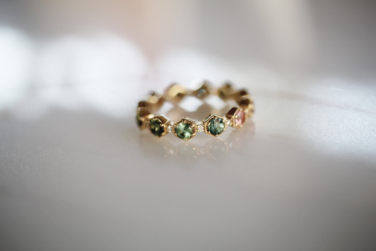 Rainbow Tourmaline and Diamond Band
