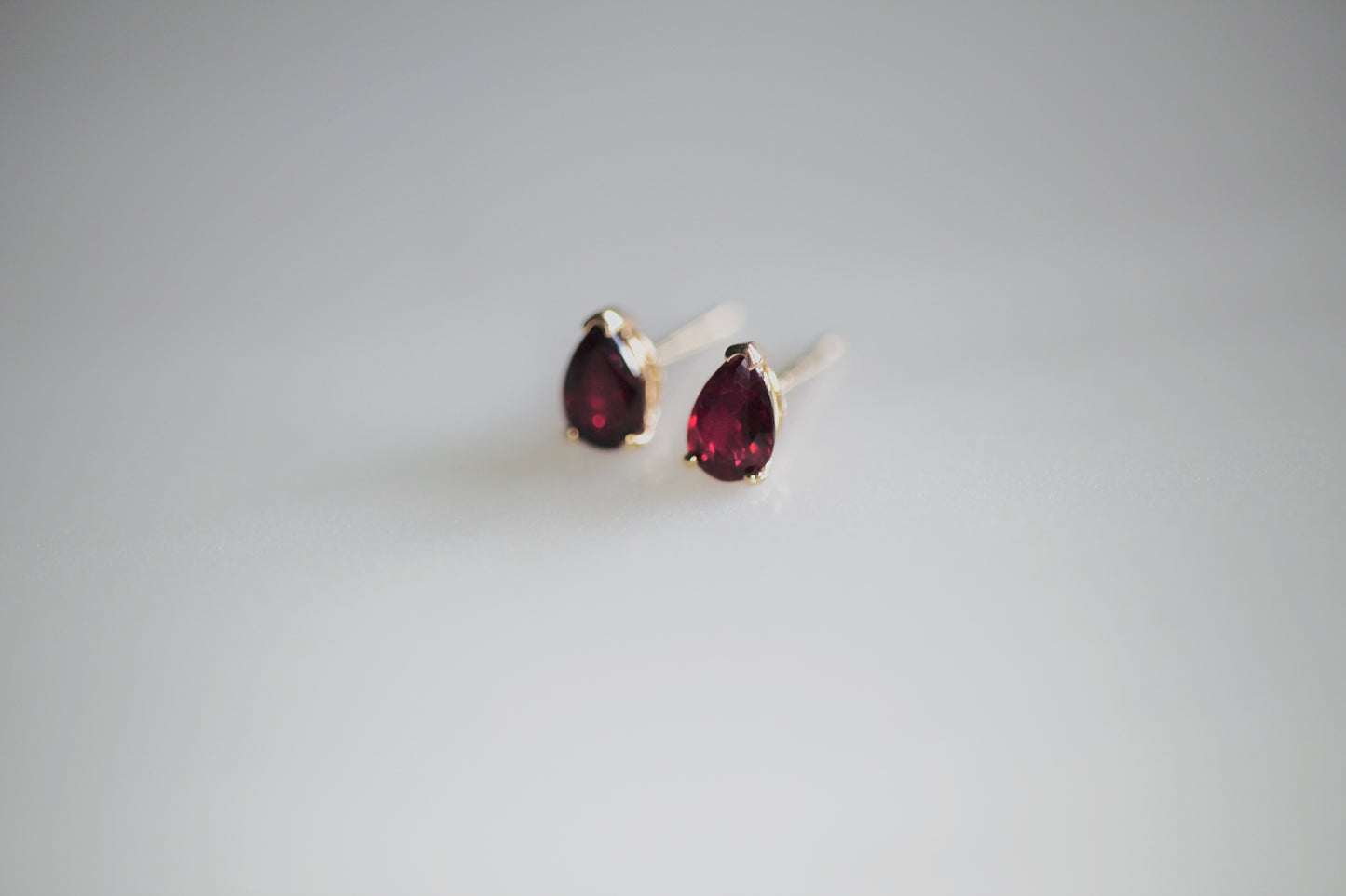 Deep Garnet Pear Studs